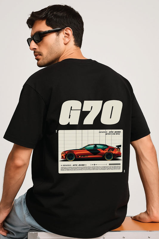 Unisex oversized black t-shirt 350 GSM drop - shoulder – Blue Nova India