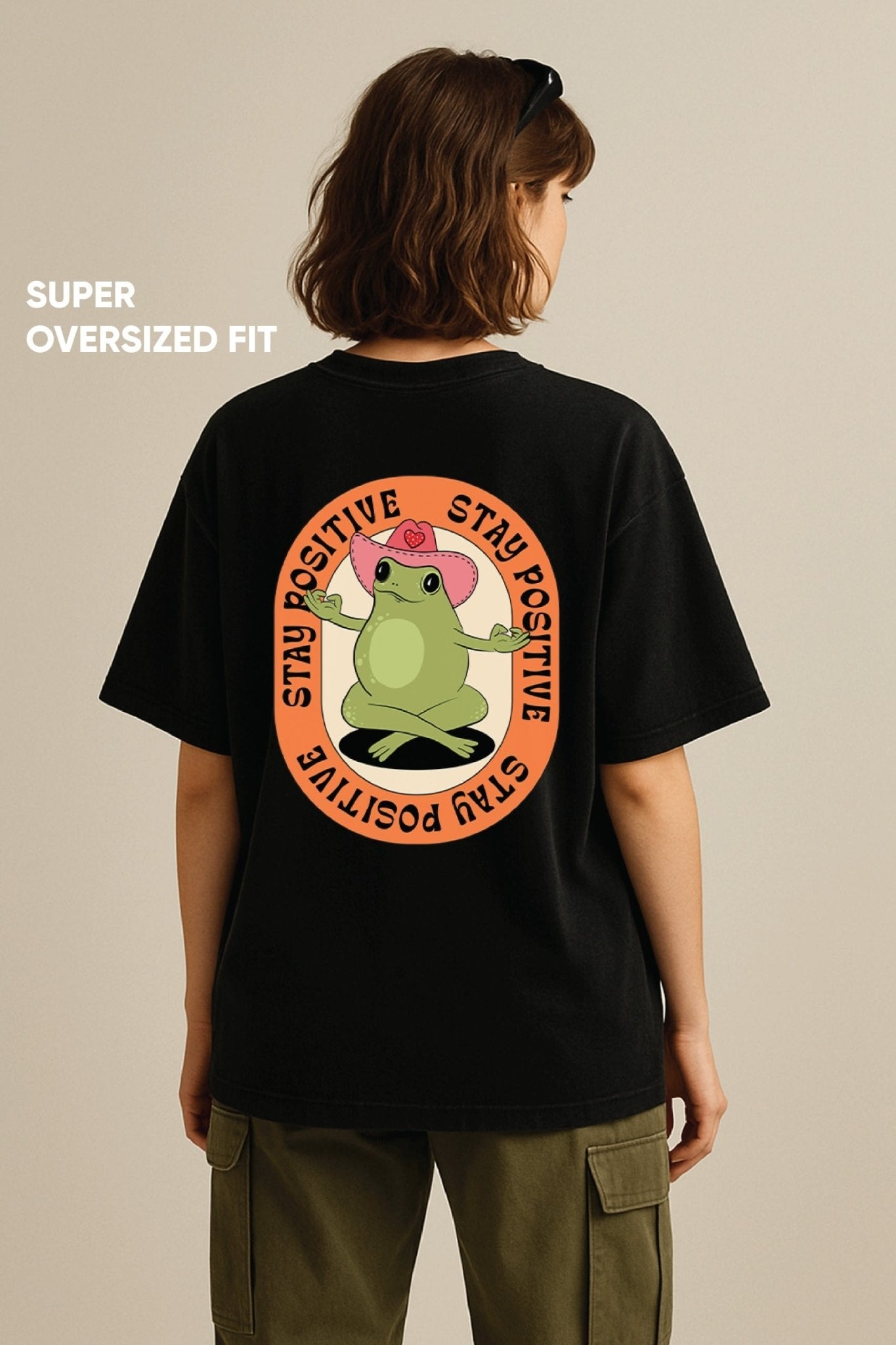 Unisex oversized black t-shirt 350 GSM drop - shoulder – Blue Nova India