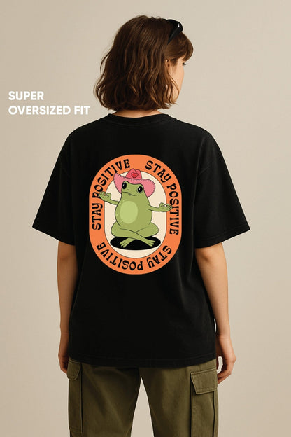 Unisex oversized black t-shirt 350 GSM drop - shoulder – Blue Nova India