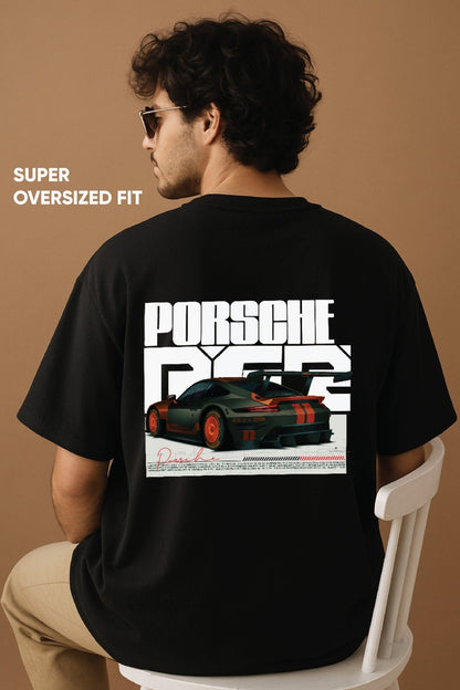 Unisex oversized black t-shirt 350 GSM drop - shoulder – Blue Nova India