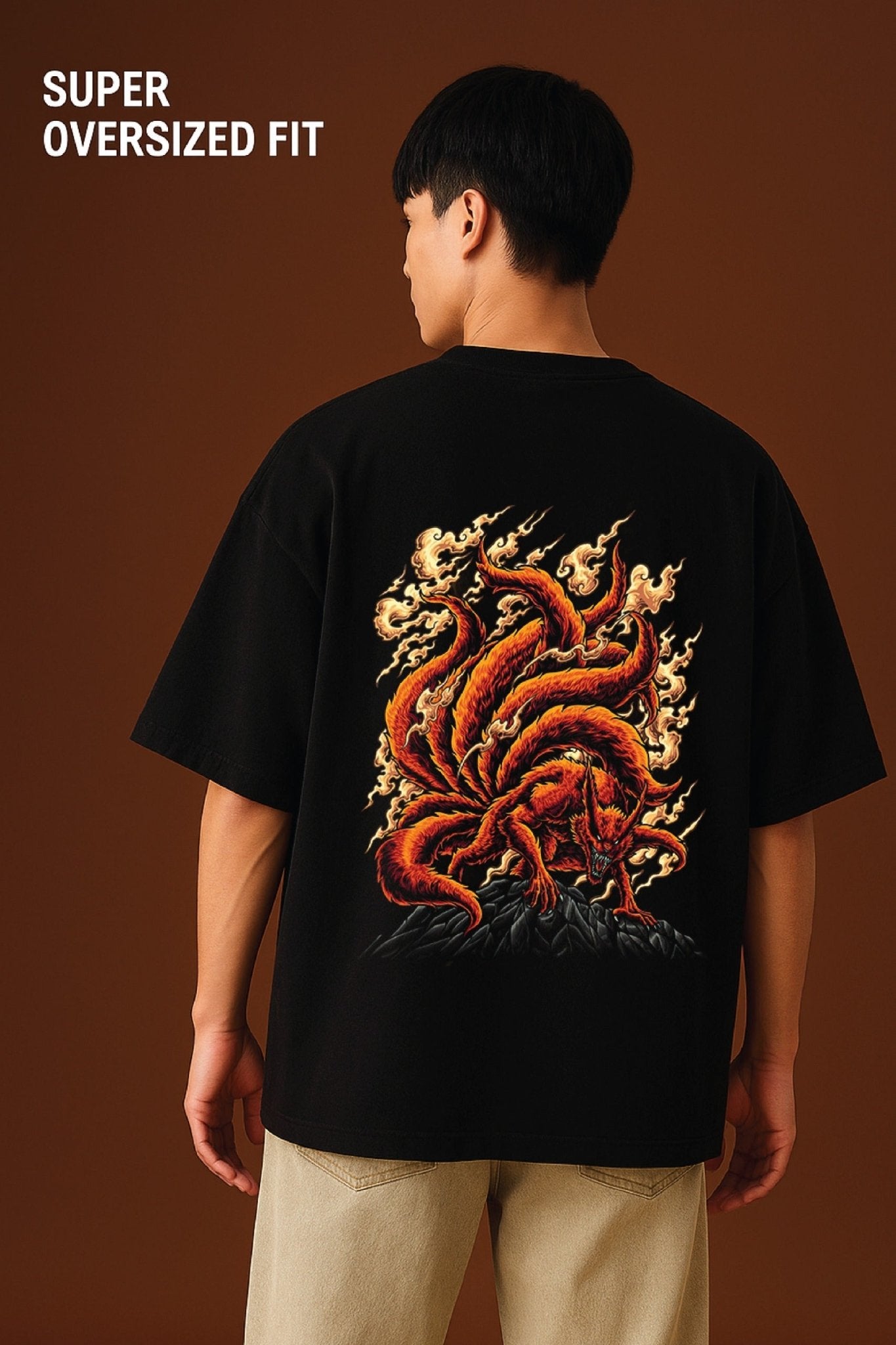 Unisex oversized black t-shirt 350 GSM drop - shoulder – Blue Nova India