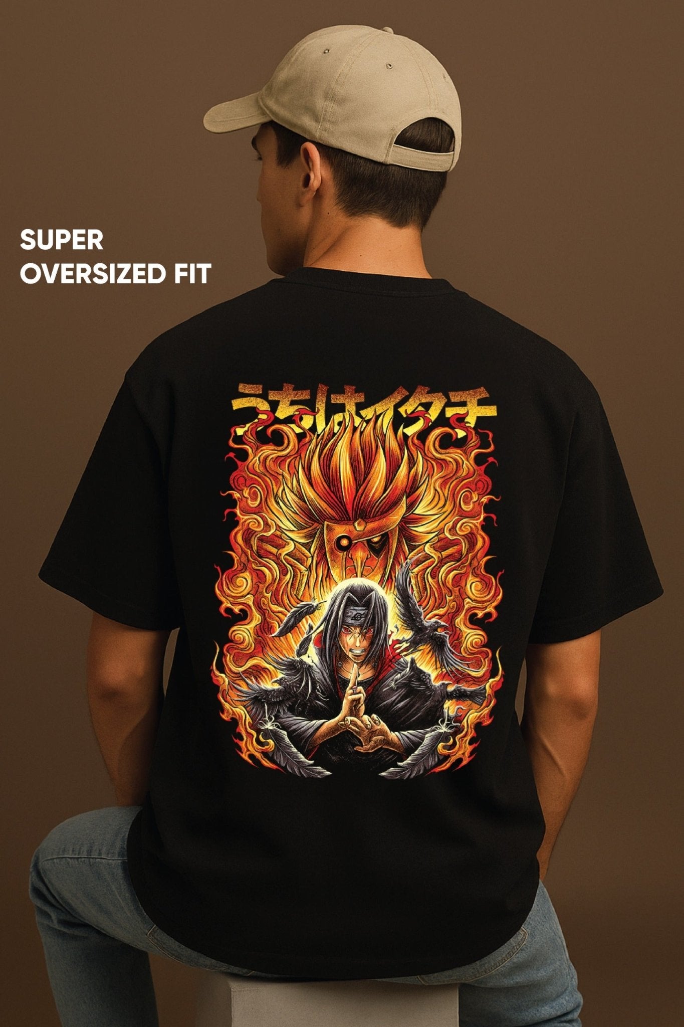 Unisex oversized black t-shirt 350 GSM drop - shoulder – Blue Nova India