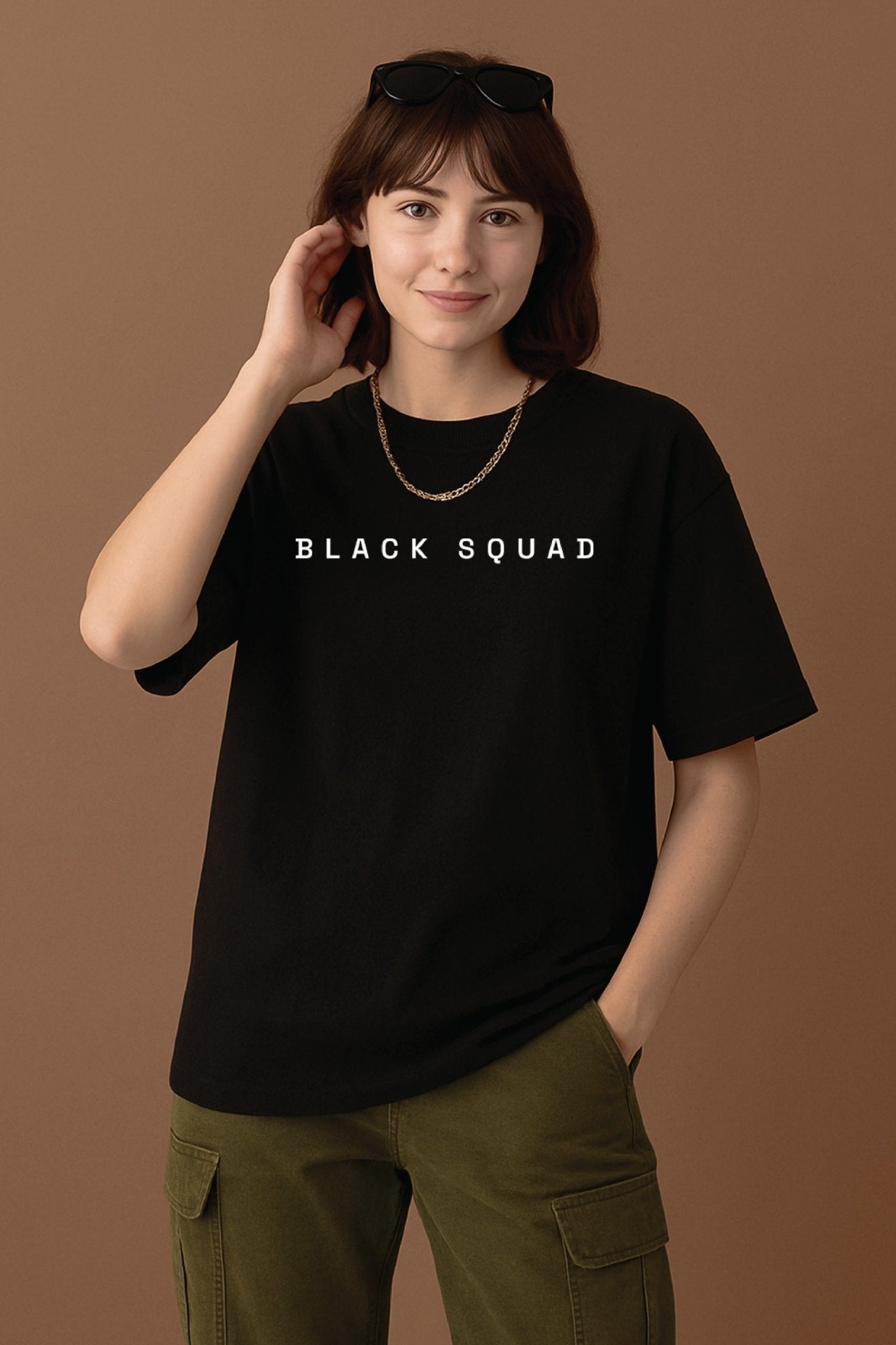 Unisex oversized black t-shirt 350 GSM drop - shoulder – Blue Nova India