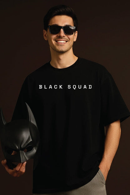 Unisex oversized black t-shirt 350 GSM drop - shoulder – Blue Nova India