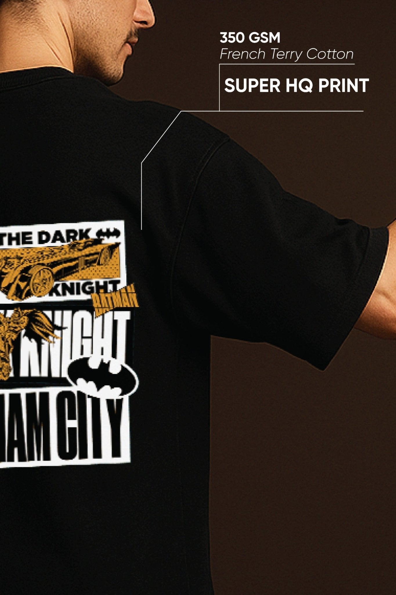 Unisex oversized black t-shirt 350 GSM drop - shoulder – Blue Nova India