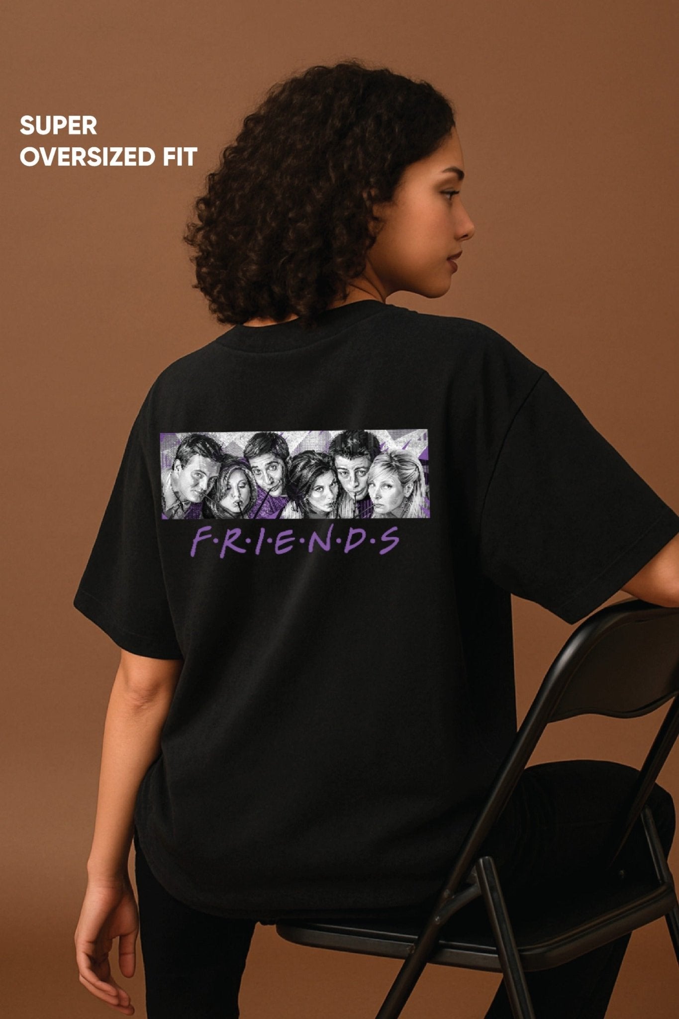 Unisex oversized black t-shirt 350 GSM drop - shoulder – Blue Nova India