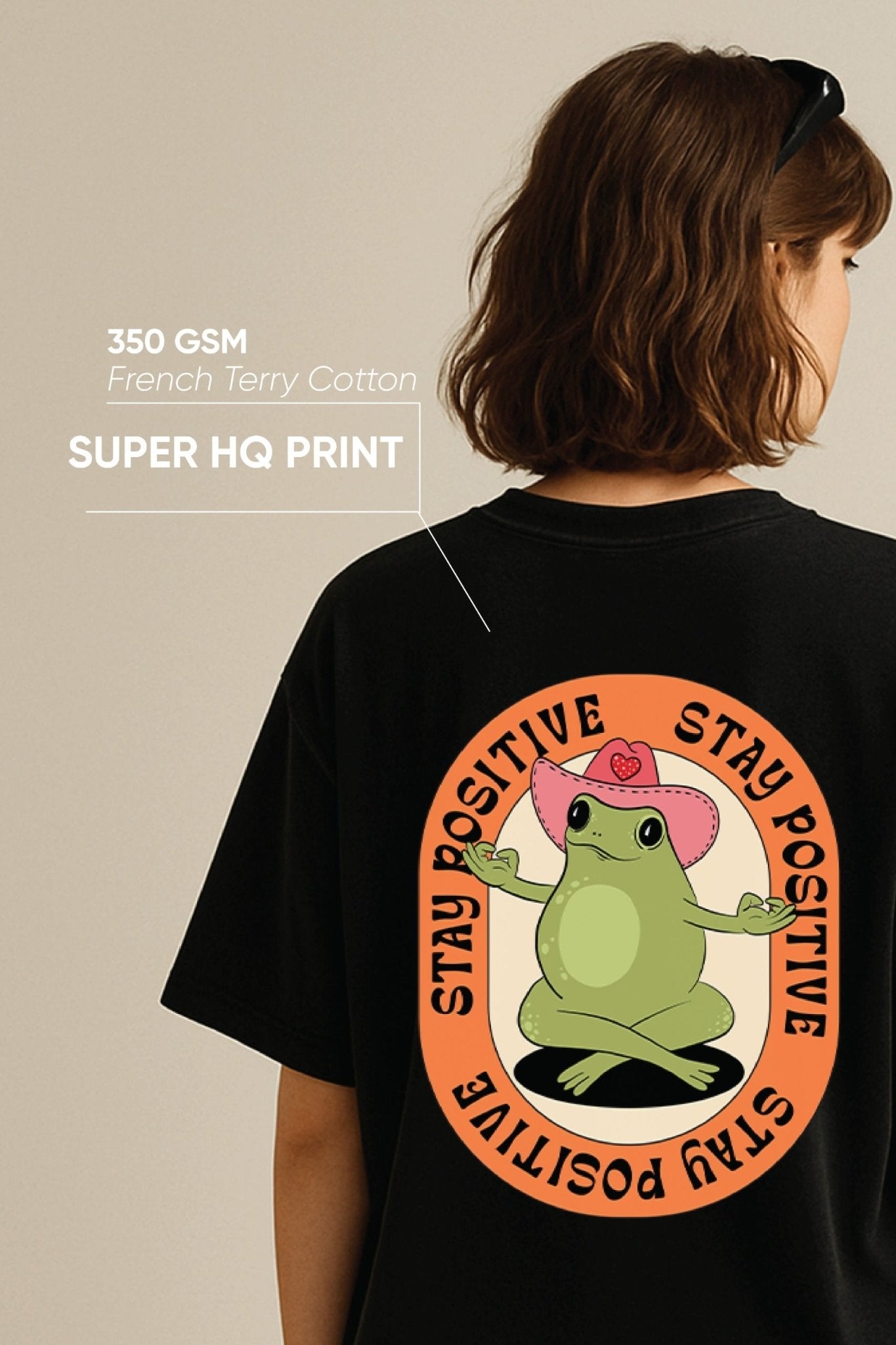 Unisex oversized black t-shirt 350 GSM drop - shoulder – Blue Nova India