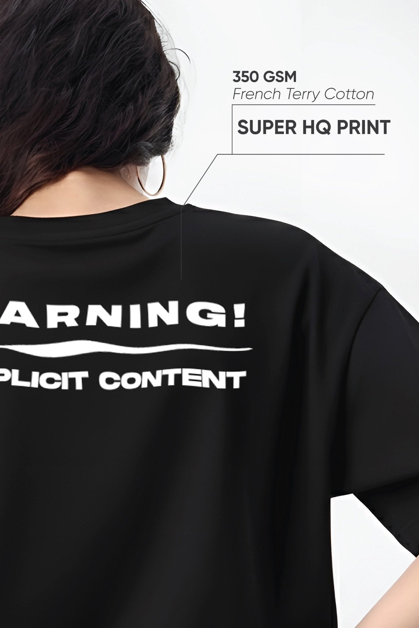 Unisex oversized black t-shirt 350 GSM drop - shoulder – Blue Nova India