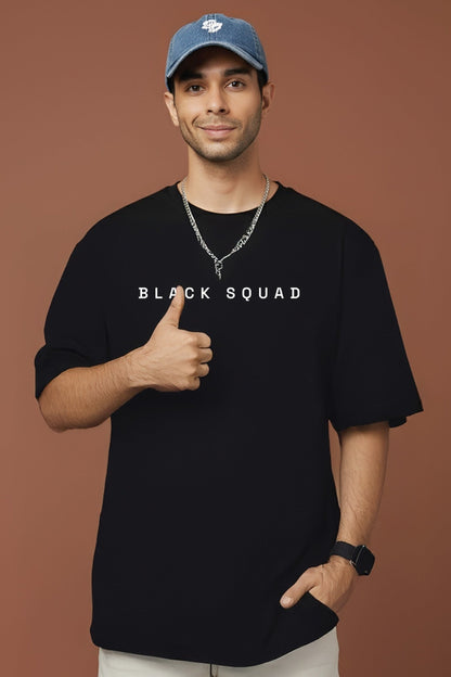 Unisex oversized black t-shirt 350 GSM drop - shoulder – Blue Nova India