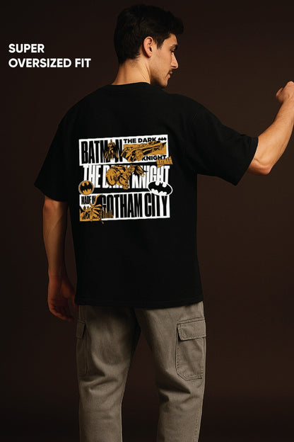 Unisex oversized black t-shirt 350 GSM drop - shoulder – Blue Nova India