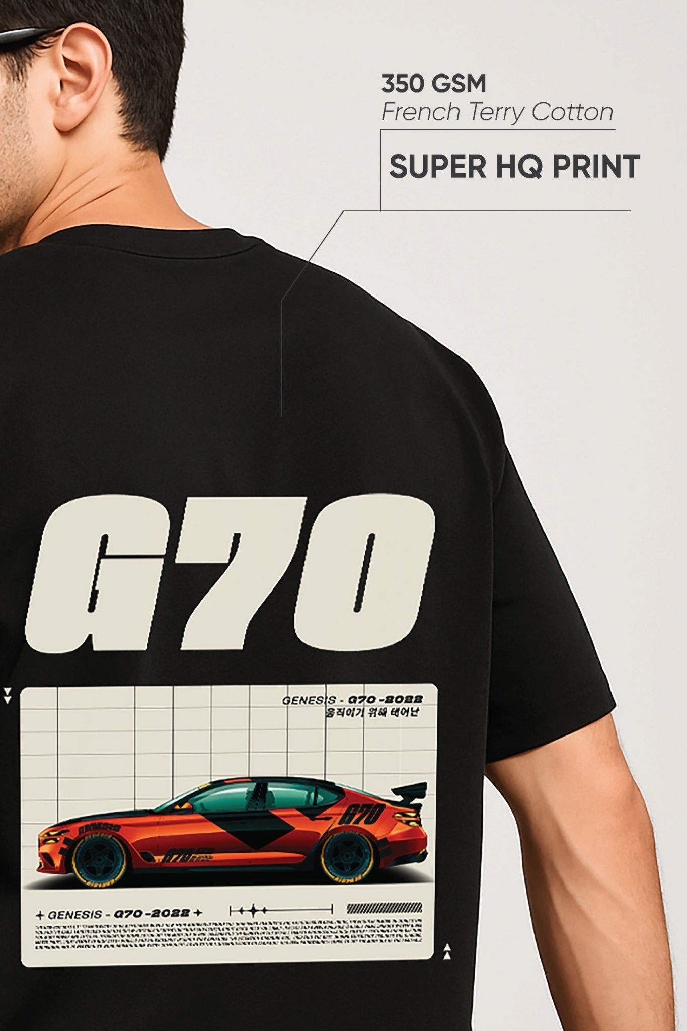 Unisex oversized black t-shirt 350 GSM drop - shoulder – Blue Nova India