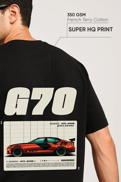 Unisex oversized black t-shirt 350 GSM drop - shoulder – Blue Nova India