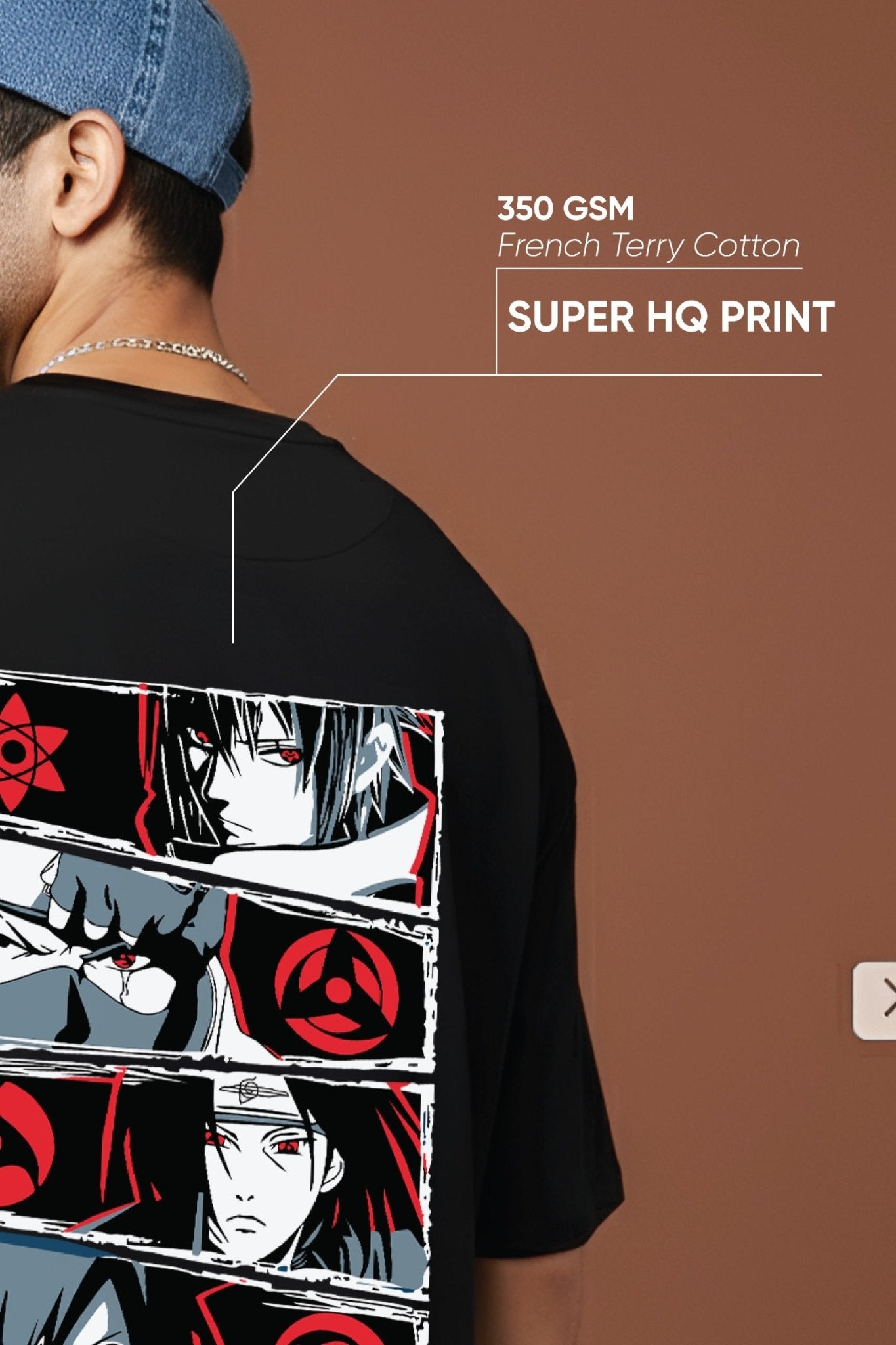 Unisex oversized black t-shirt 350 GSM drop - shoulder – Blue Nova India