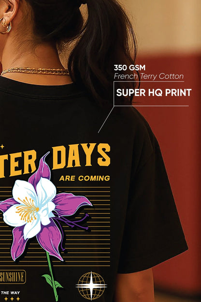 Unisex oversized black t-shirt 350 GSM drop - shoulder – Blue Nova India