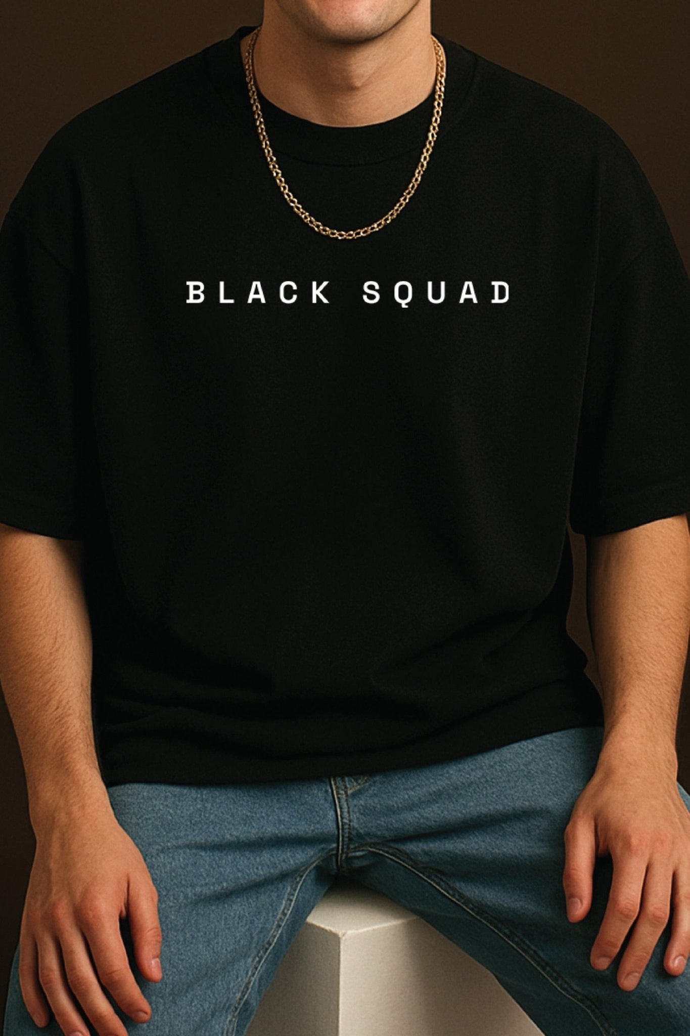 Unisex oversized black t-shirt 350 GSM drop - shoulder – Blue Nova India