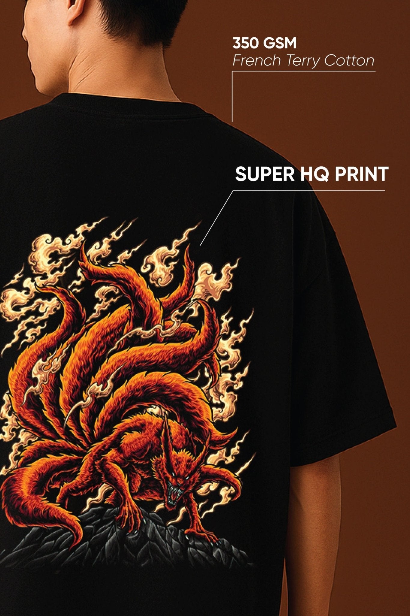 Unisex oversized black t-shirt 350 GSM drop - shoulder – Blue Nova India