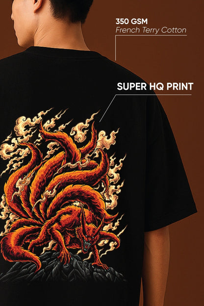 Unisex oversized black t-shirt 350 GSM drop - shoulder – Blue Nova India