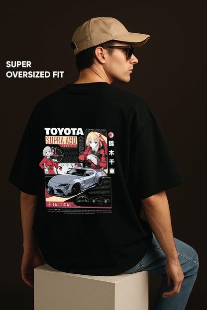 Unisex oversized black t-shirt 350 GSM drop - shoulder – Blue Nova India