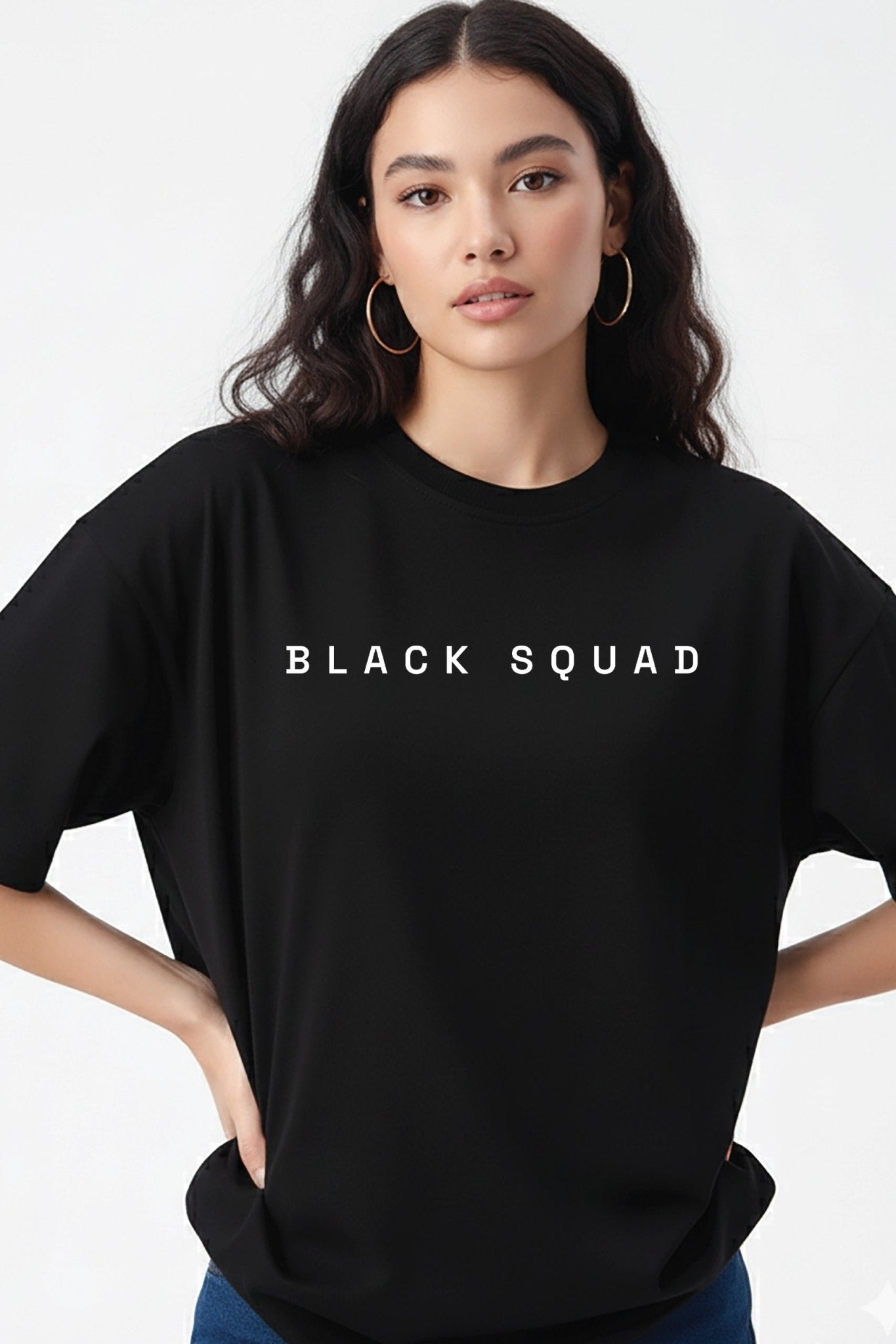 Unisex oversized black t-shirt 350 GSM drop - shoulder – Blue Nova India