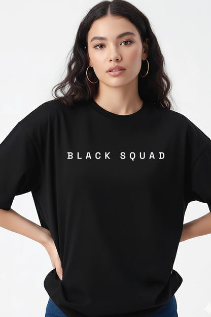 Unisex oversized black t-shirt 350 GSM drop - shoulder – Blue Nova India