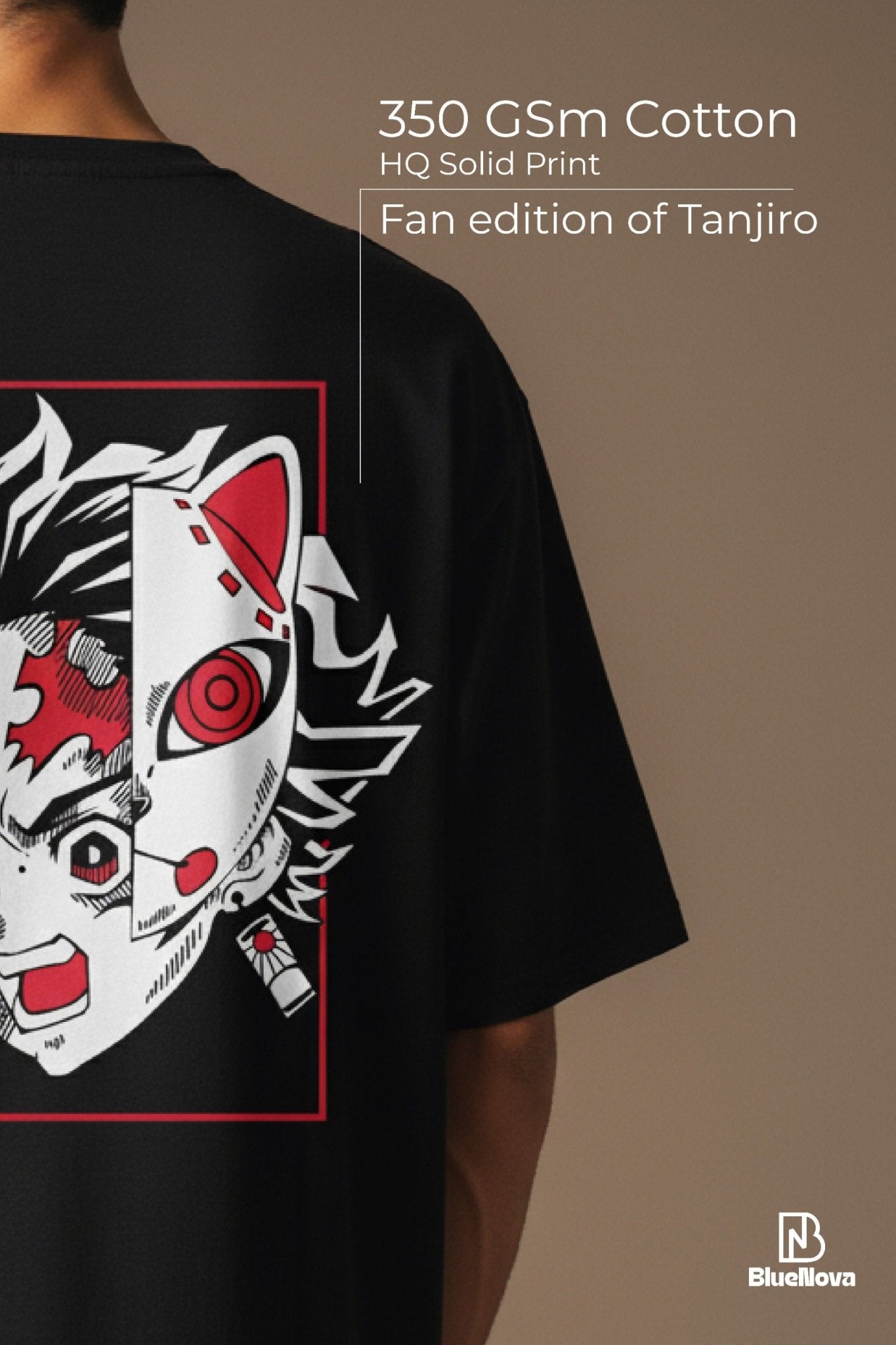 Unisex oversized black t-shirt 350 GSM drop - shoulder – Blue Nova India