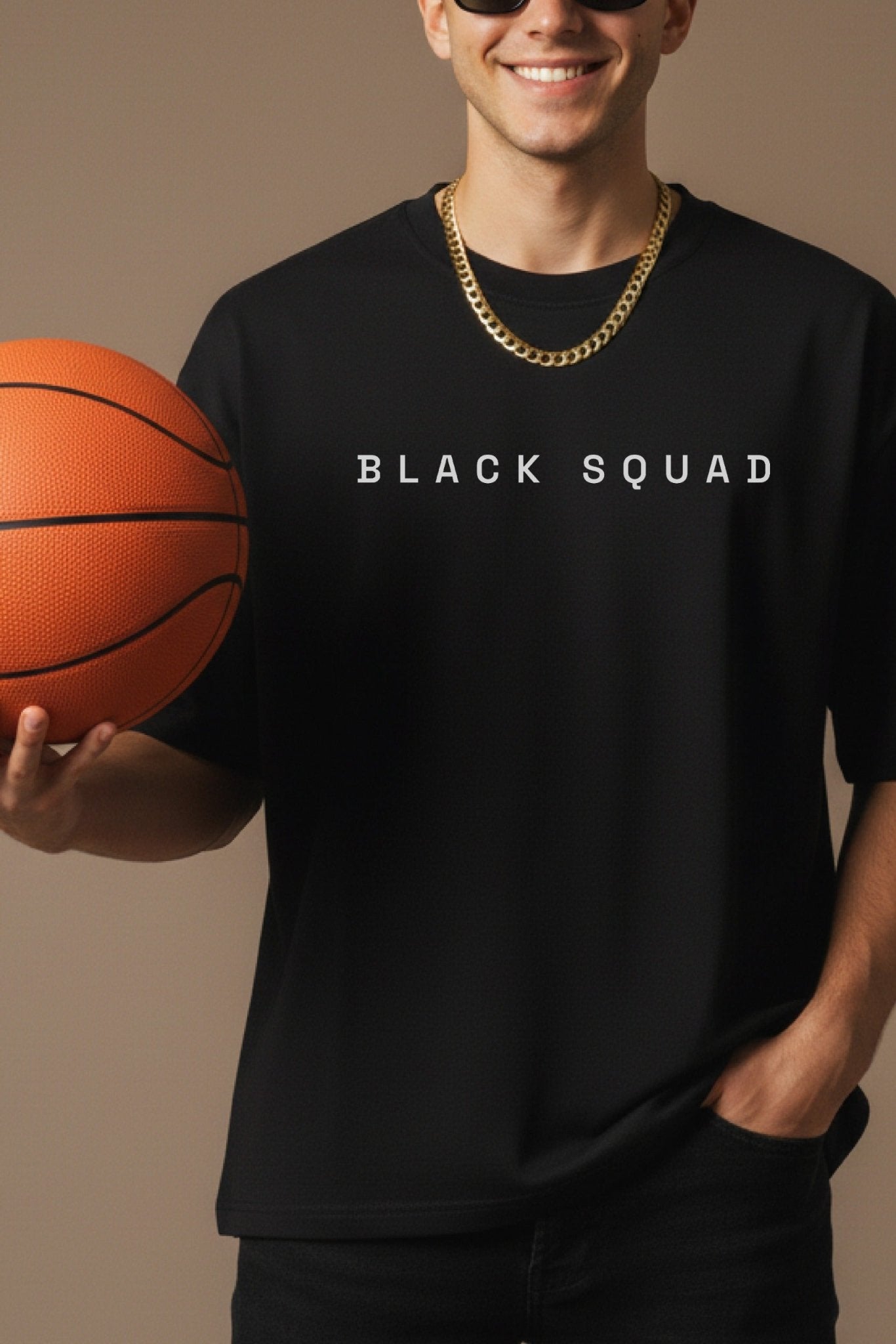 Unisex oversized black t-shirt 350 GSM drop - shoulder – Blue Nova India