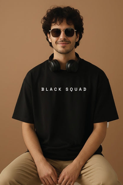 Unisex oversized black t-shirt 350 GSM drop - shoulder – Blue Nova India