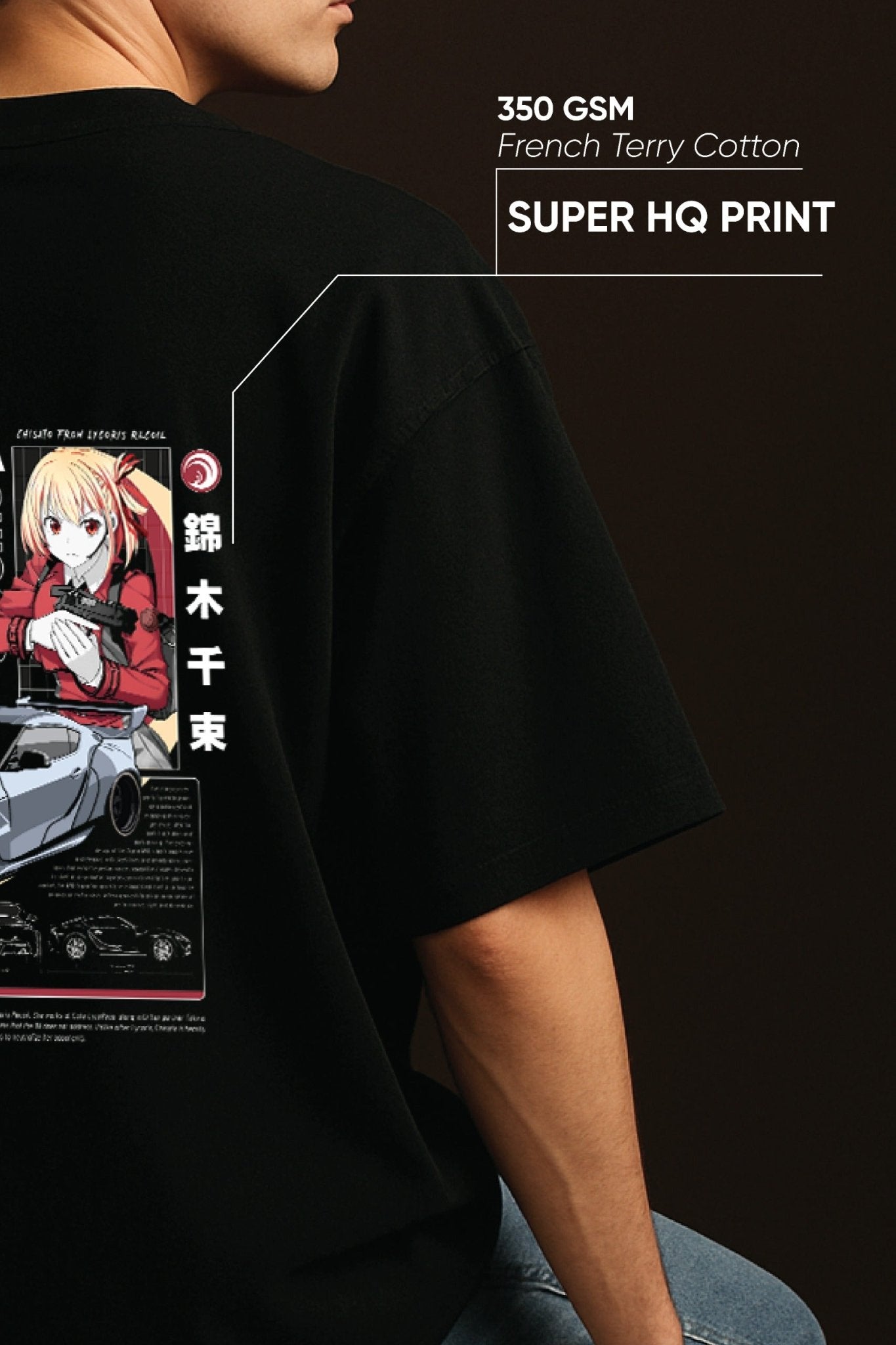 Unisex oversized black t-shirt 350 GSM drop - shoulder – Blue Nova India