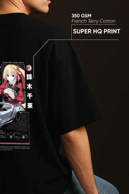 Unisex oversized black t-shirt 350 GSM drop - shoulder – Blue Nova India