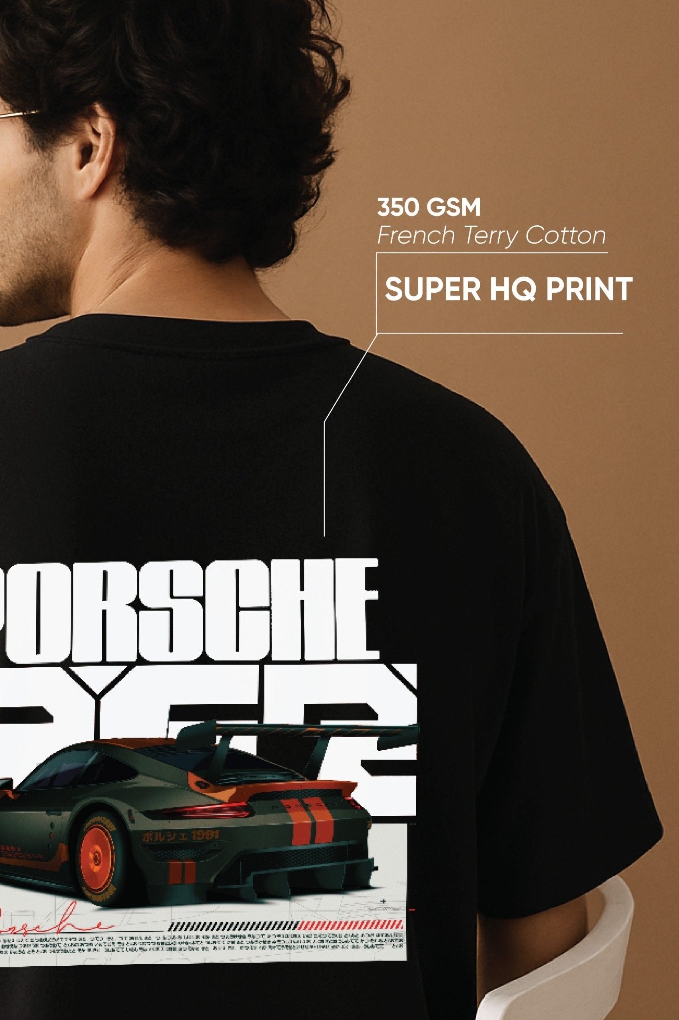 Unisex oversized black t-shirt 350 GSM drop - shoulder – Blue Nova India