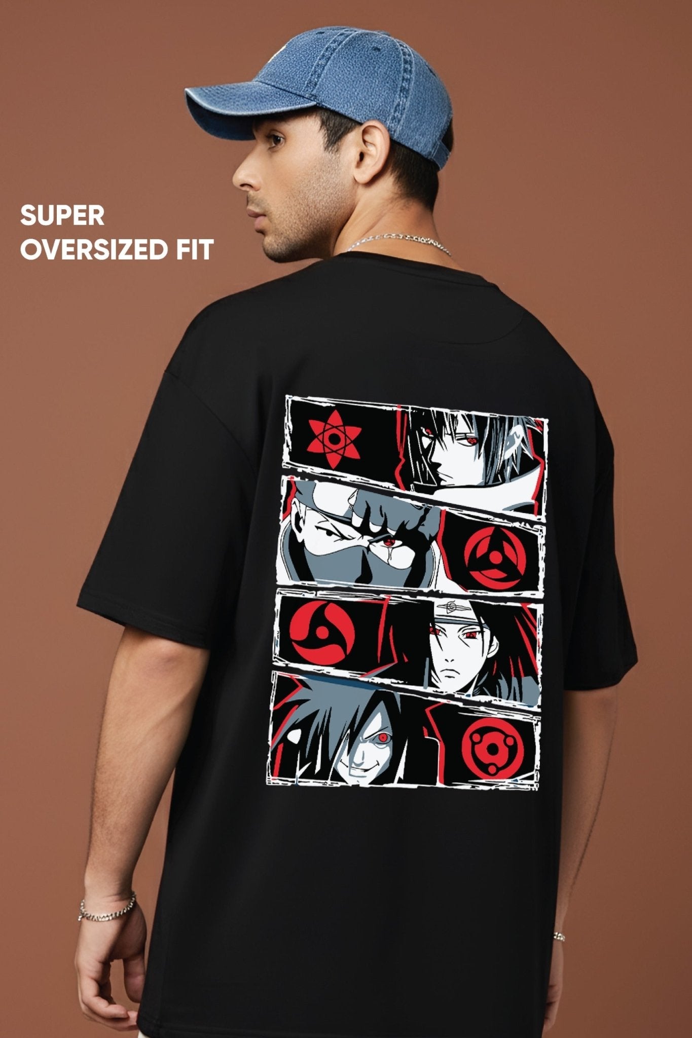 Unisex oversized black t-shirt 350 GSM drop - shoulder – Blue Nova India