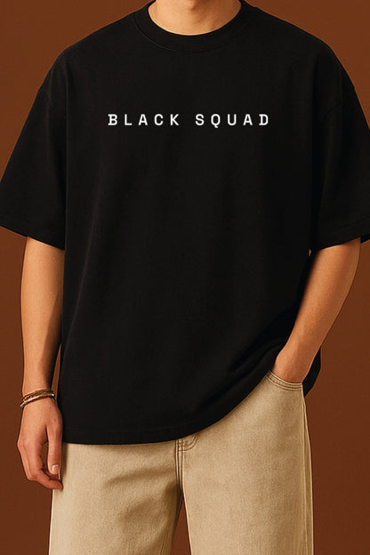 Unisex oversized black t-shirt 350 GSM drop - shoulder – Blue Nova India